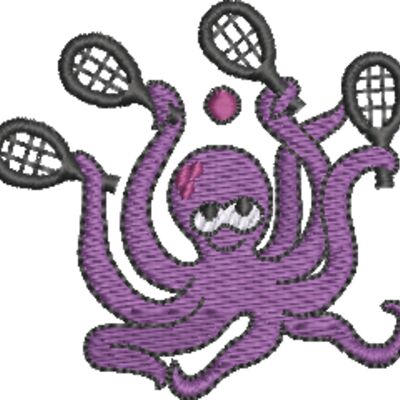 Octopus playing racquetball 68x64mm  Thumbnail